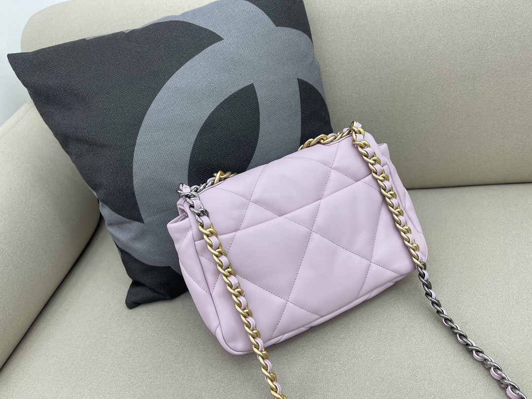 Lambskin 19 Handbag Flap Bag AS1160 Light Purple